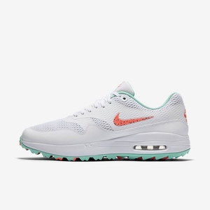 Chaussure De Golf Nike Air Max 1 G Blanche 6592-401 White/Aurora Green/Hot Punch Homme | AZJ-77252095